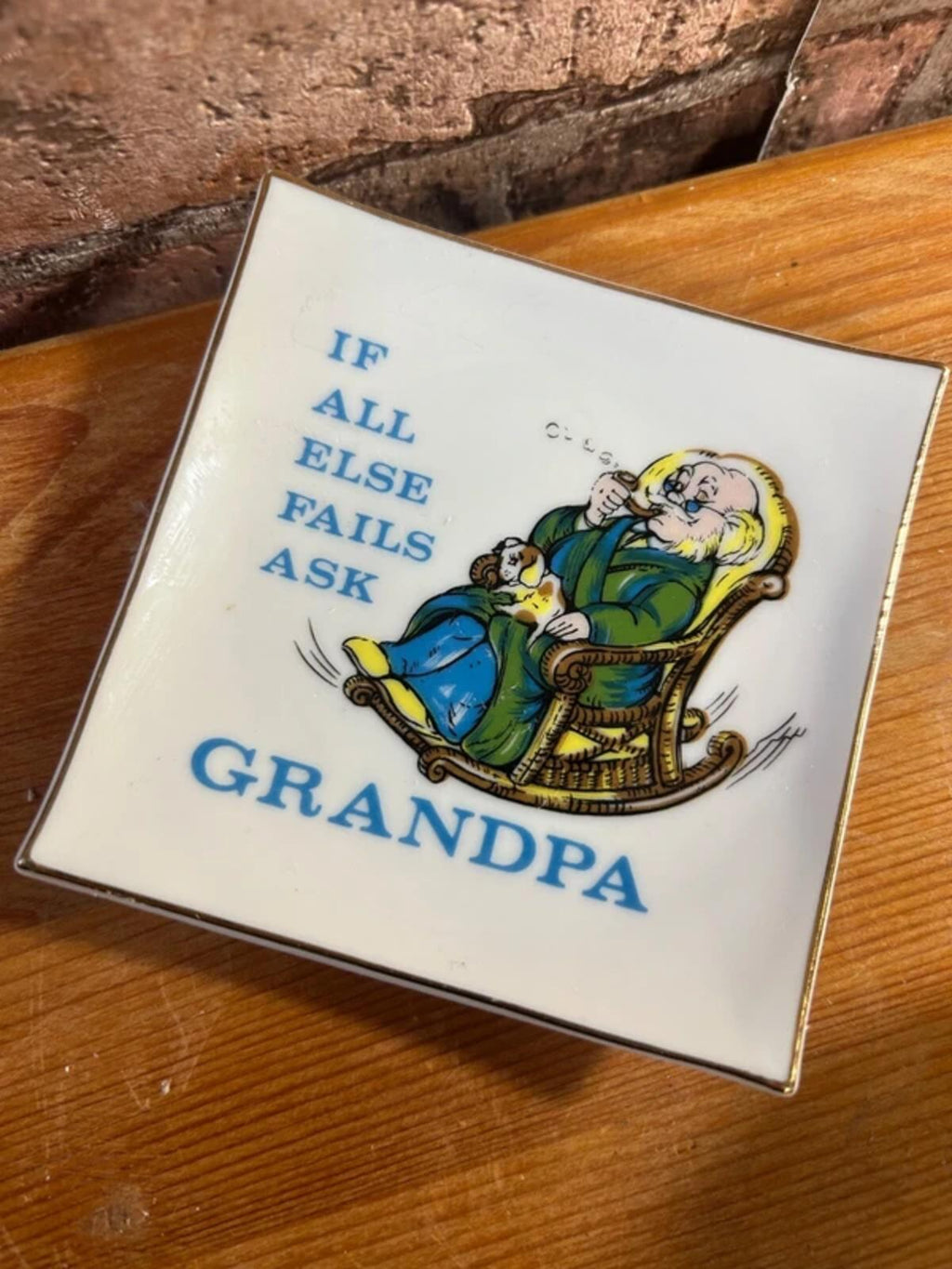Vintage Grandpa Ceramic Dish Plate