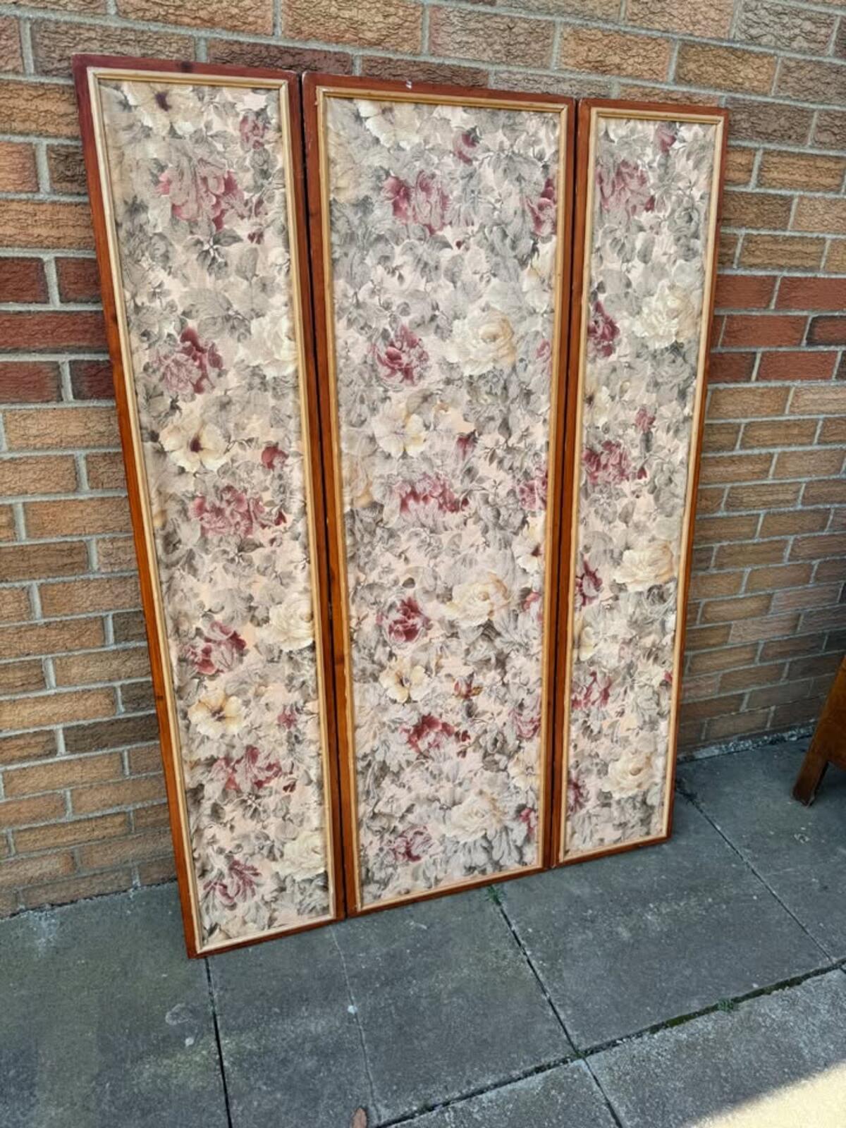 Wooden and Tapestry Bi-fold Screen