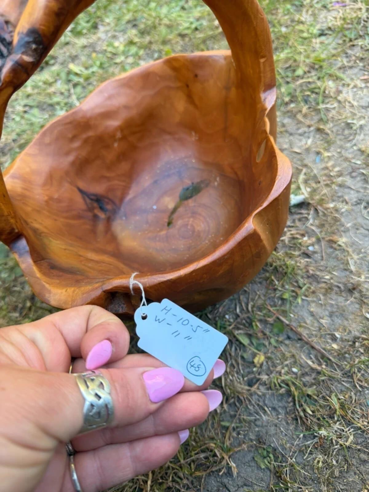 Burl Wood Hand Crafted Basket