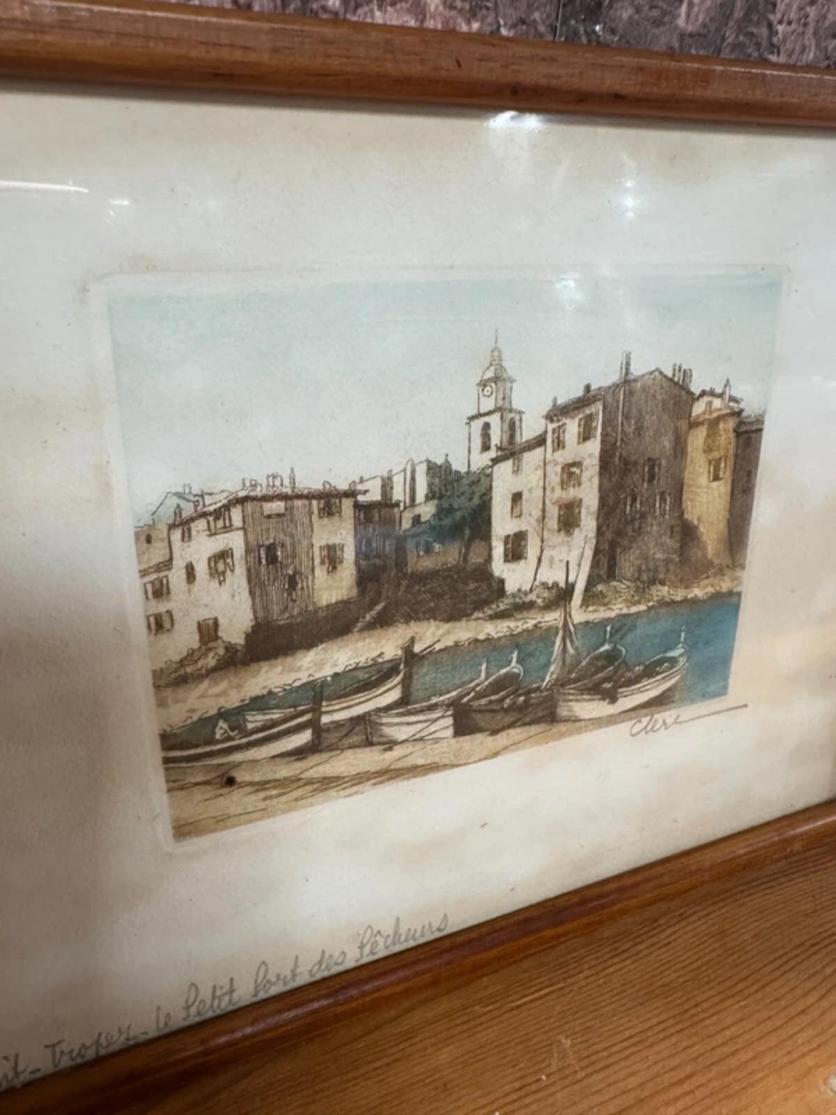 Vintage Framed Sketch Saint Tropez