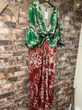 Hope & Ivy Green/Burnt Orange Floral Maxi Dress - Size 24