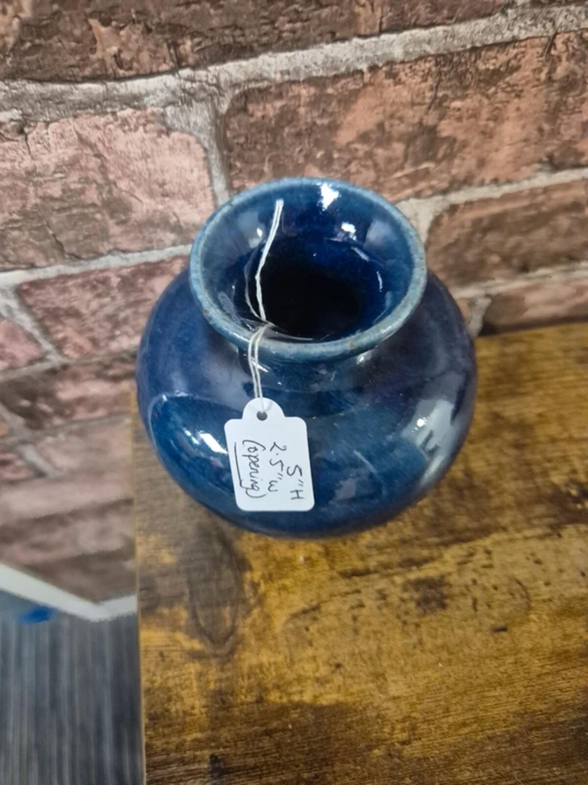 Blue stoneware vase