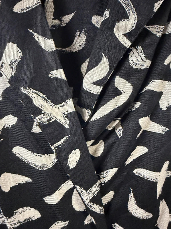JD Williams Black and Cream Pattered Dress - Size 24