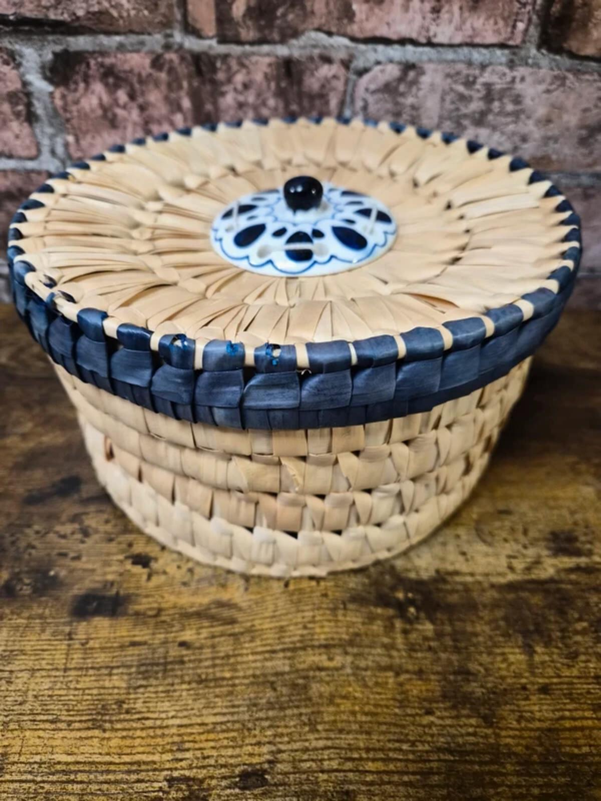 Wicker Moroccan Basket with Lid