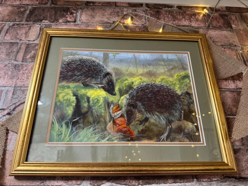 Jane Harvey "Hedgehogs" Gold Framed Limited Edition Print