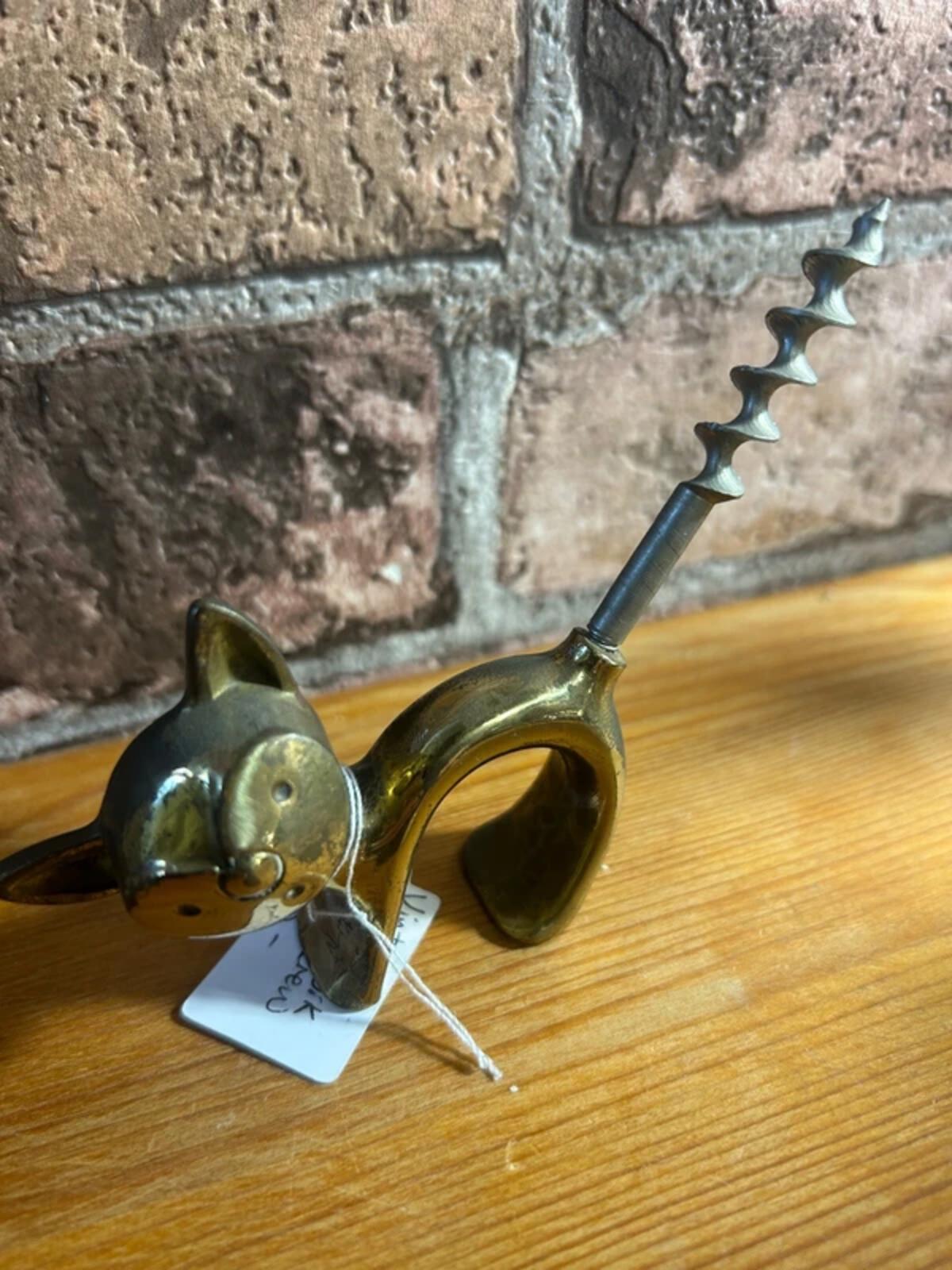 Vintage Brass Cat Corkscrew