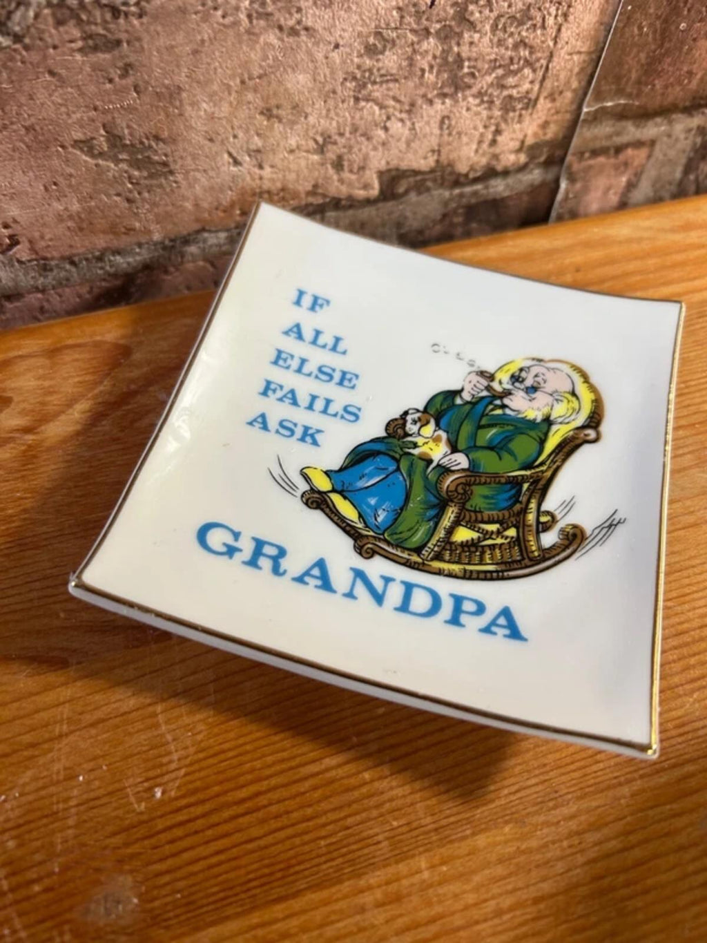 Vintage Grandpa Ceramic Dish Plate