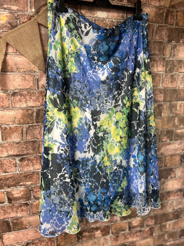 EWM Blue and Green Midi Skirt - Size 18