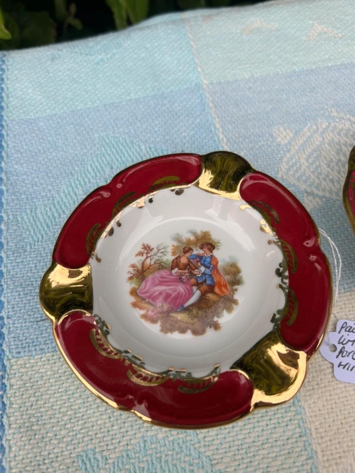 Pair of Limoges French Patterned Trinket Dish Plates
