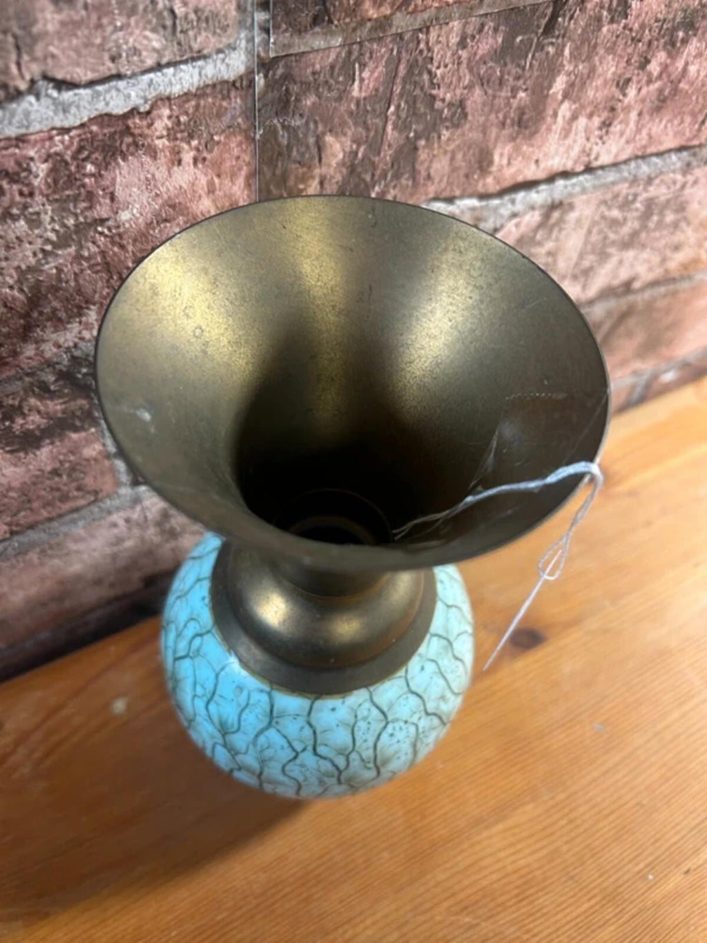 Vintage Delft Holland Brass+Ceramic Vase