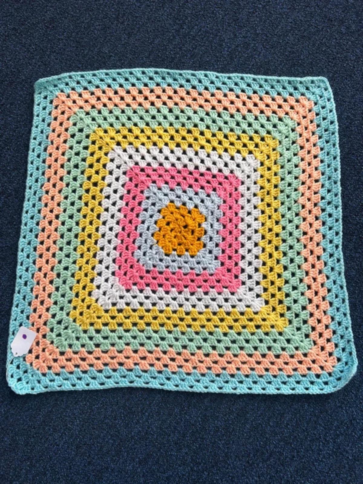 Hand Knitted Pastel Coloured Wool Blanket