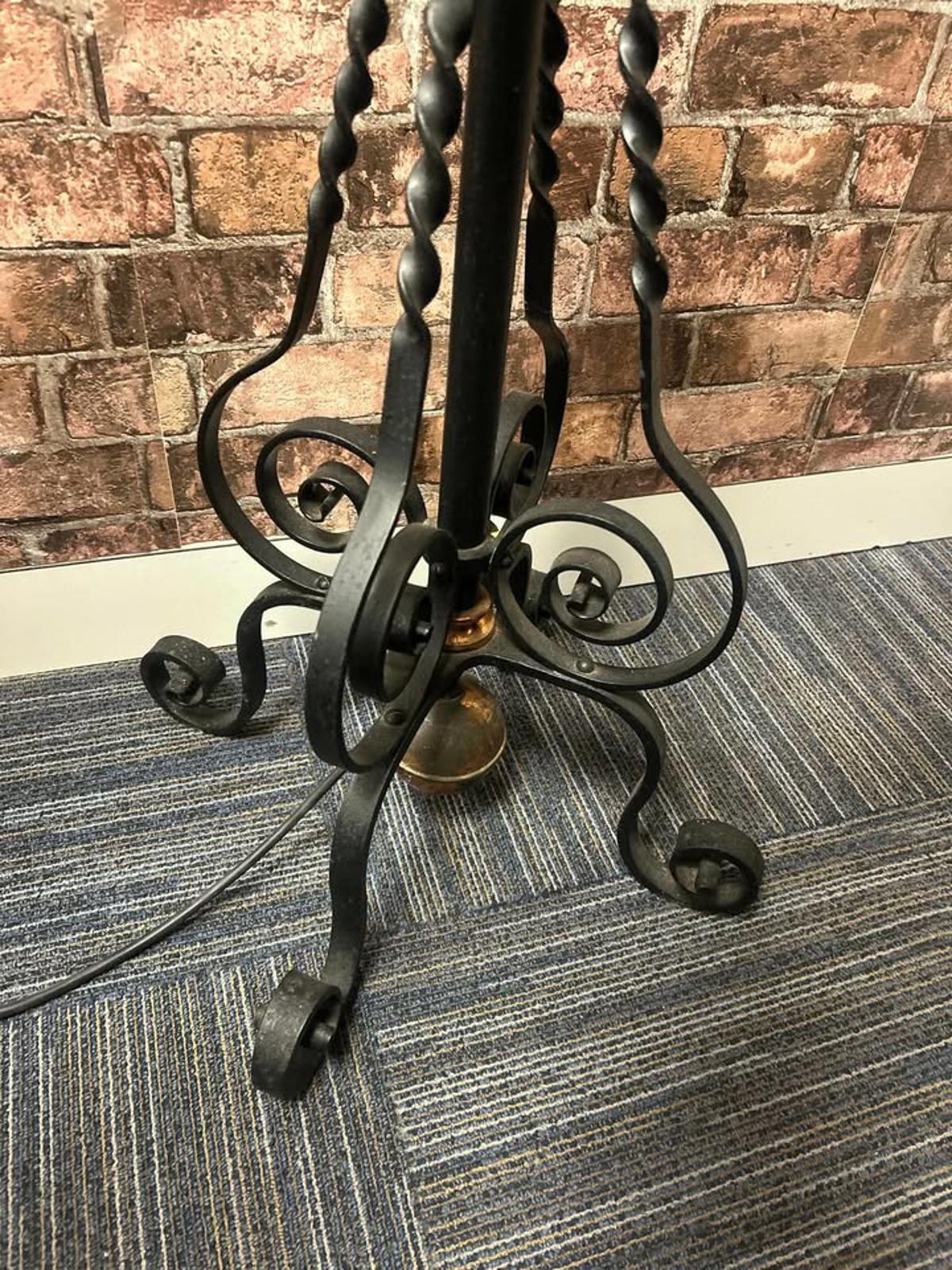 Antique Arts & Crafts Cast Iron and Brass Standing Lamp
