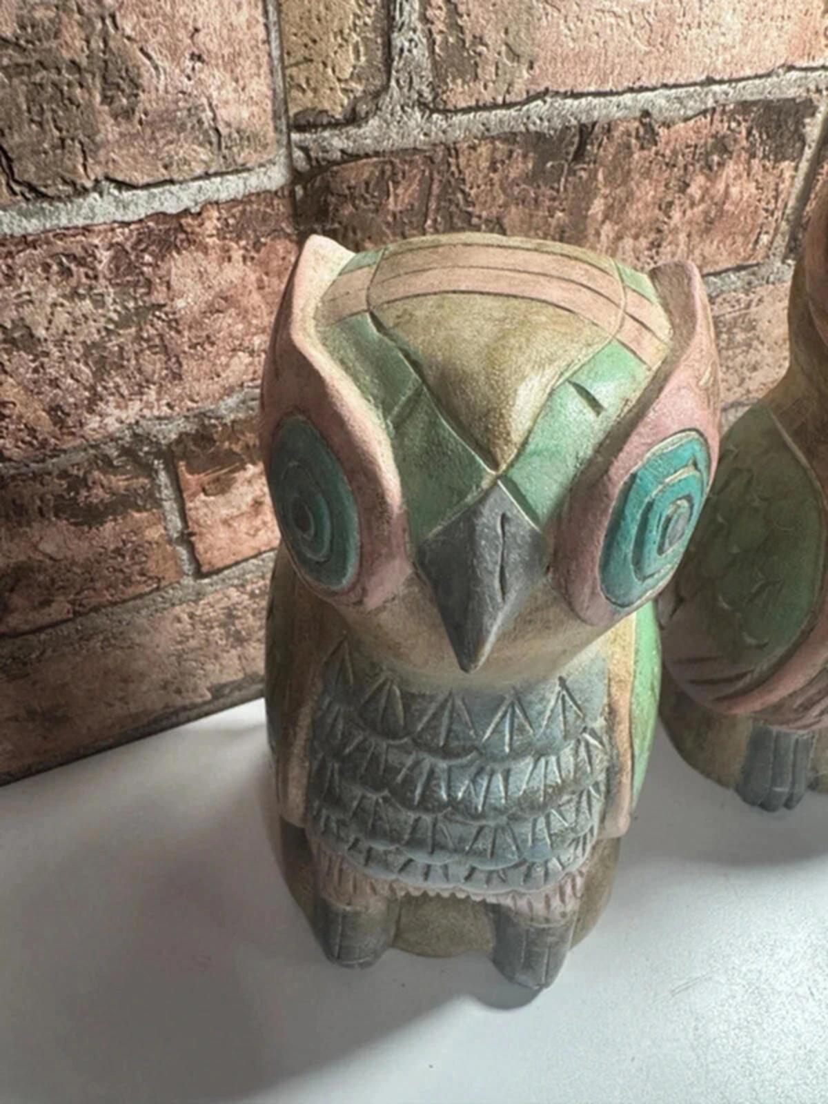 Wooden Vintage Owl Bookends