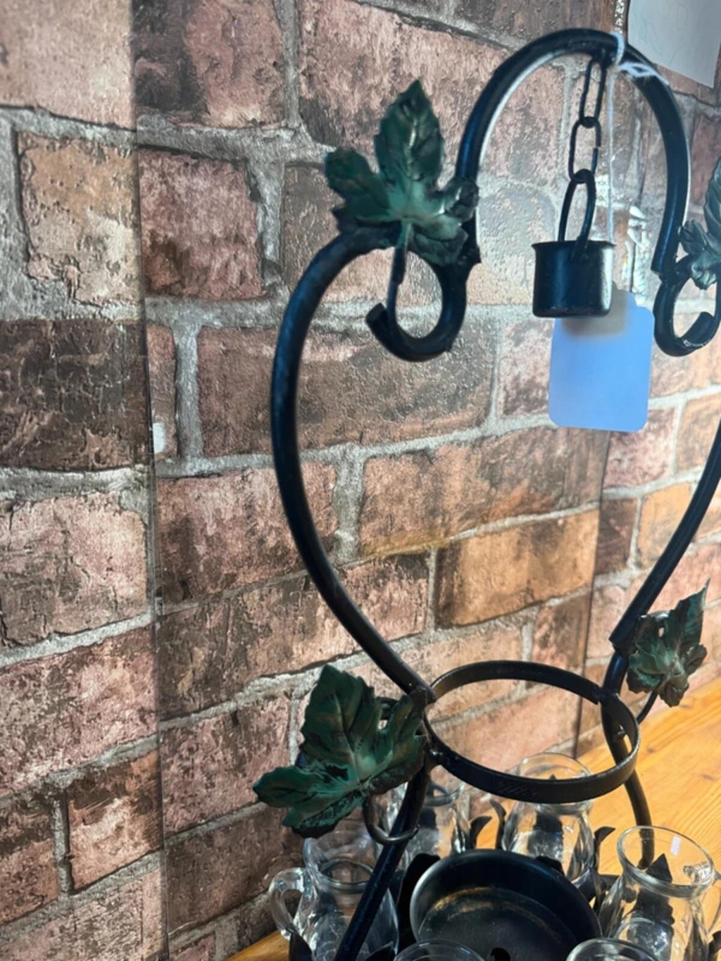 Vintage Iron Bottle and Mini Pitcher Holder