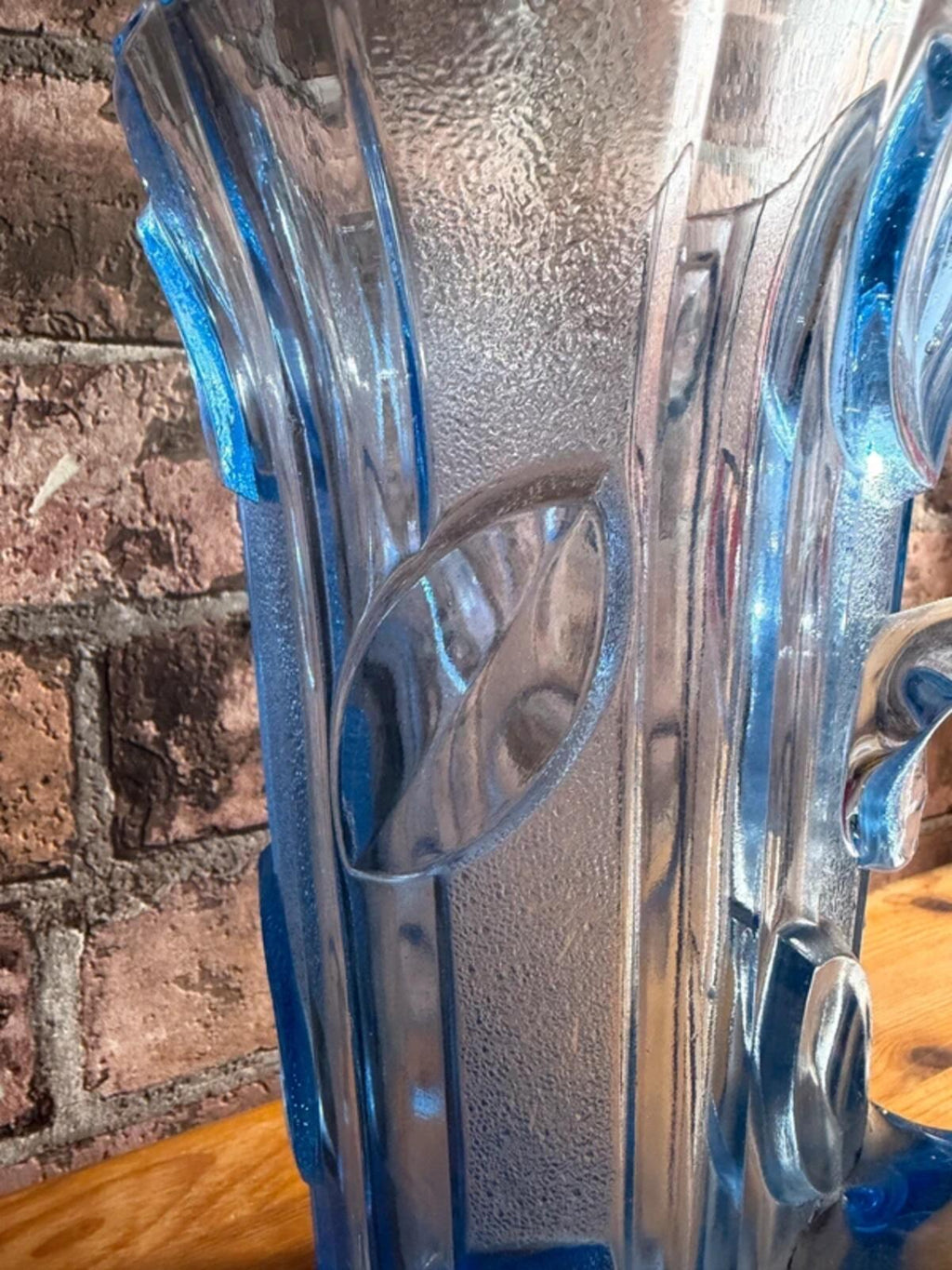 Vintage French Blue Glass Pitcher Jug