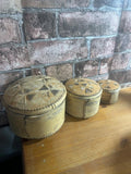 Set of Three Russian Hand Carved Birch Bark Boxes