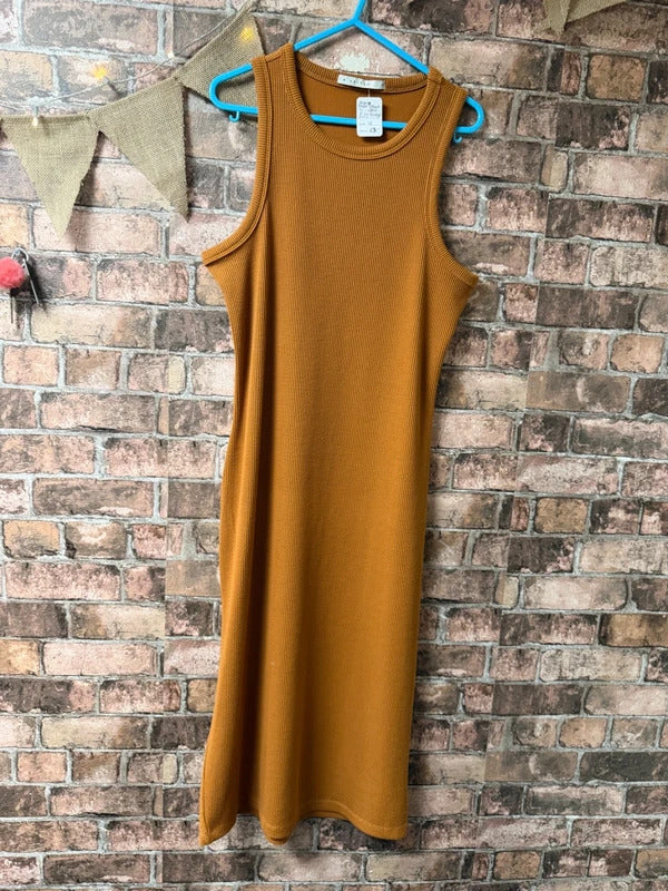 Frankie Bridge Rust Brown Ribbed Dress - Size 12