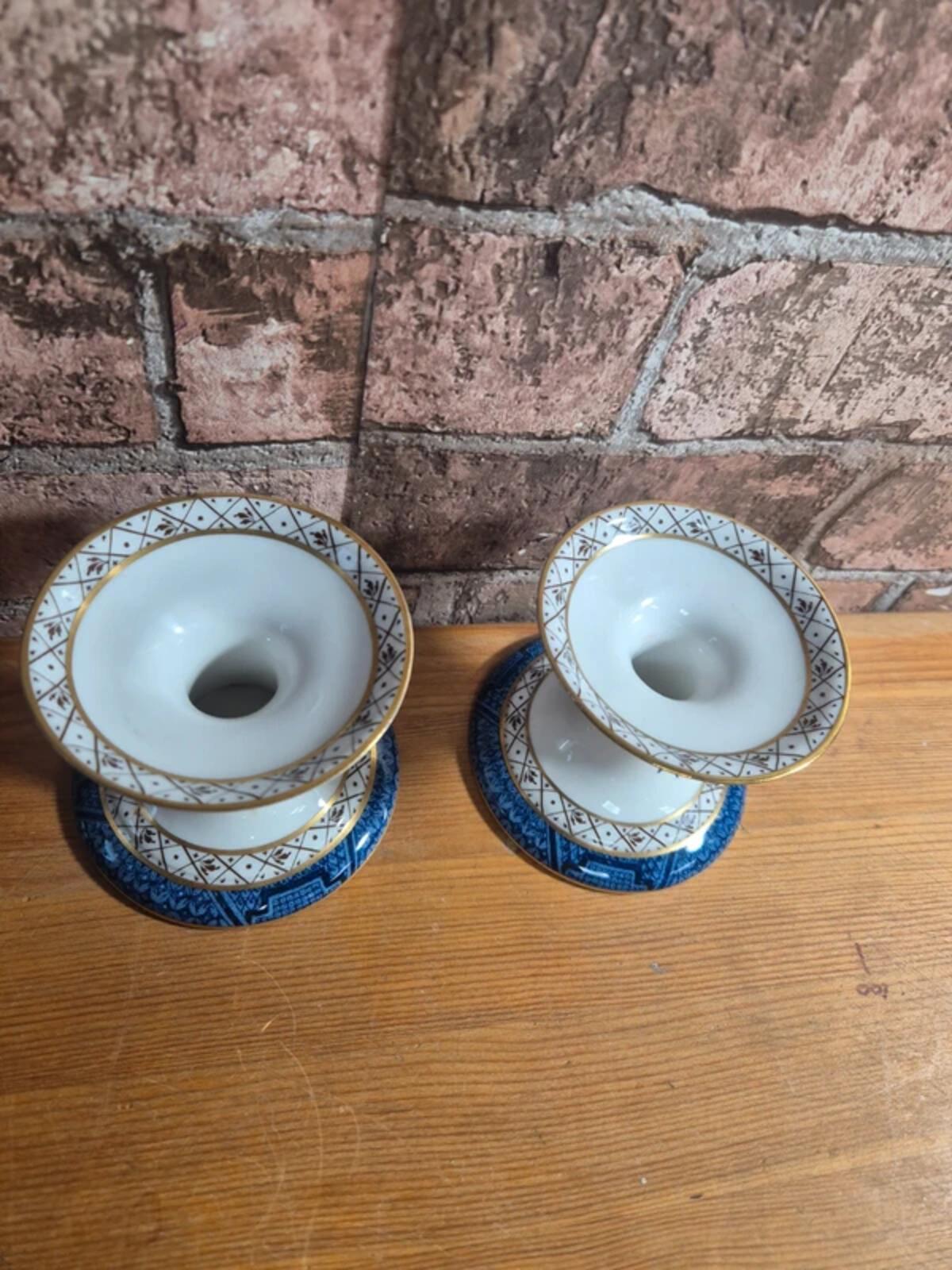 Royal Doulton 'Real old willow' candle holders