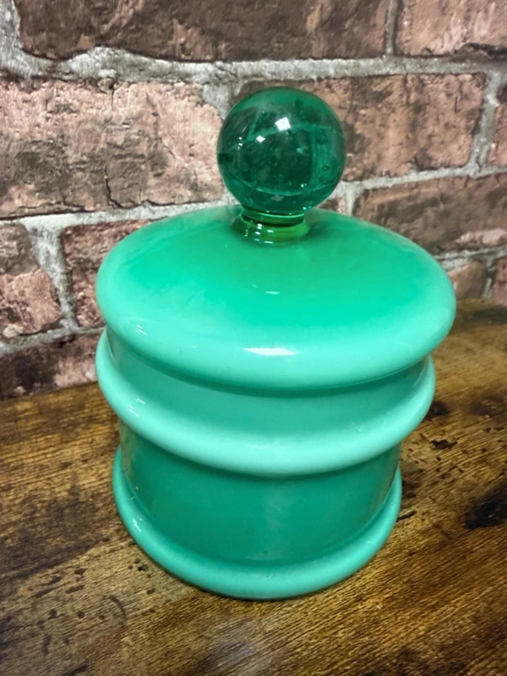 Carlo Moretti Vintage Green Glass Bullicante Lidded Jar