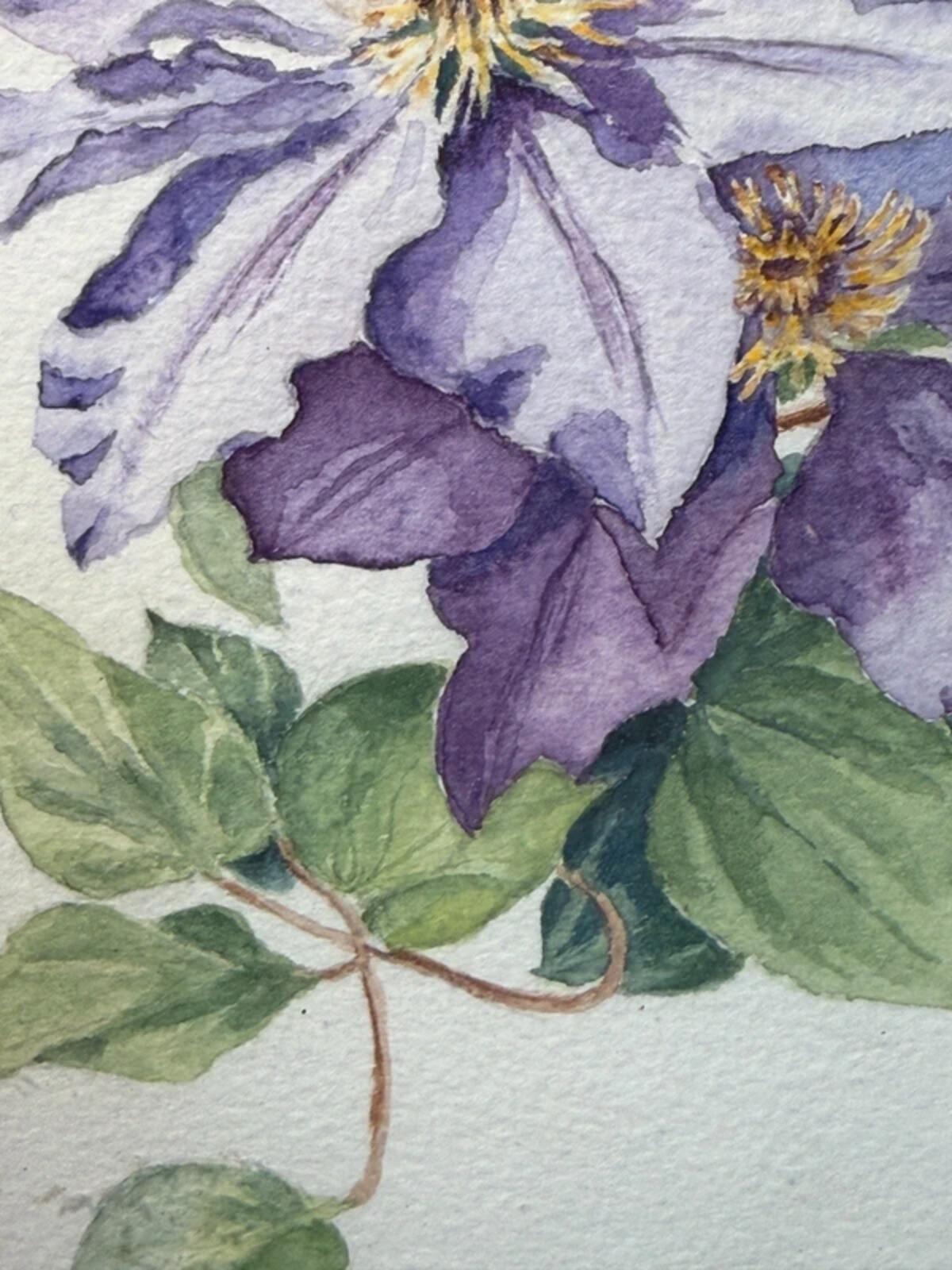 Vintage Clematis Floral Framed Painting