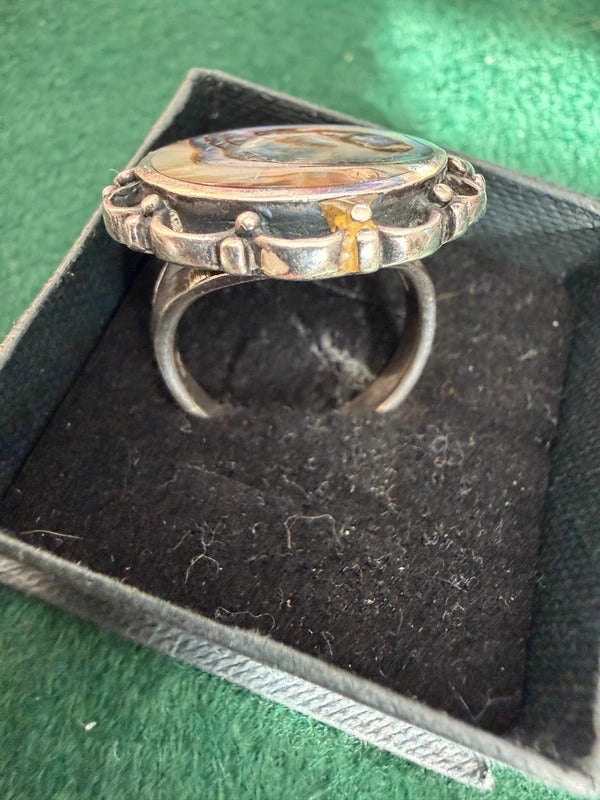 Silver Abalone Hallmarked 925 Ring - Size S