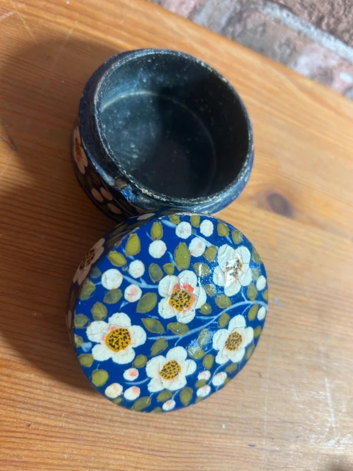 Vintage Floral Wooden Trinket Box