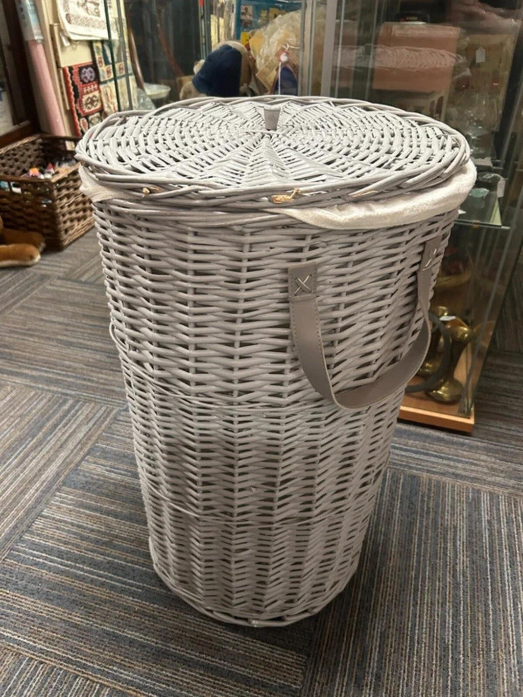 Grey Wicker Laundry Basket