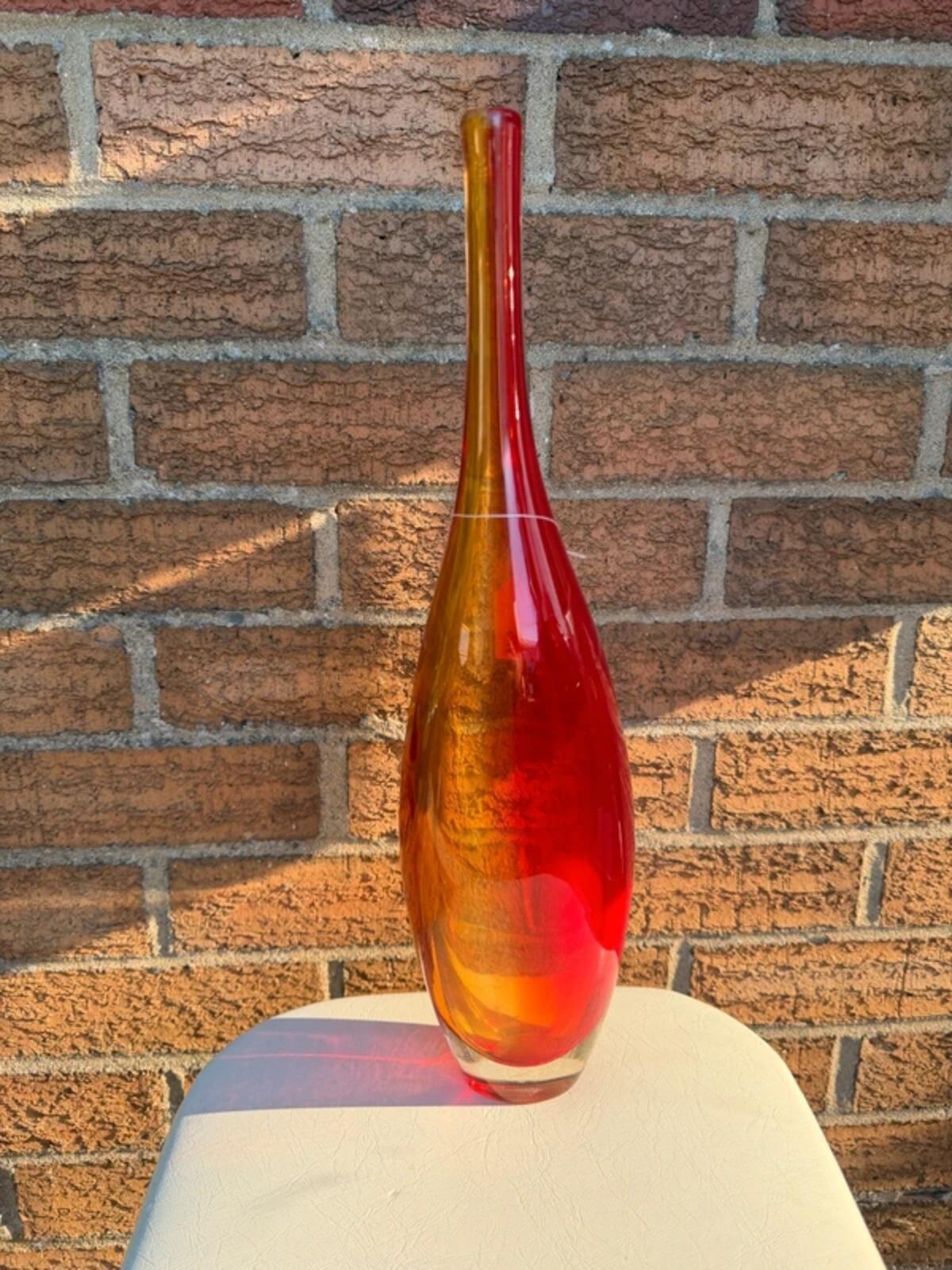 Vintage Art Red Glass Vase