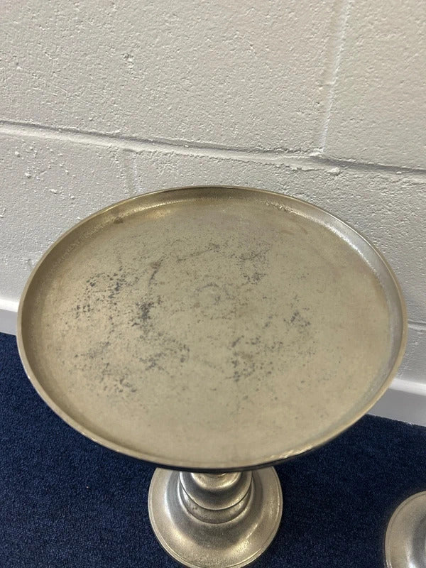 Pair of Metal Silver Side/Pillar Tables
