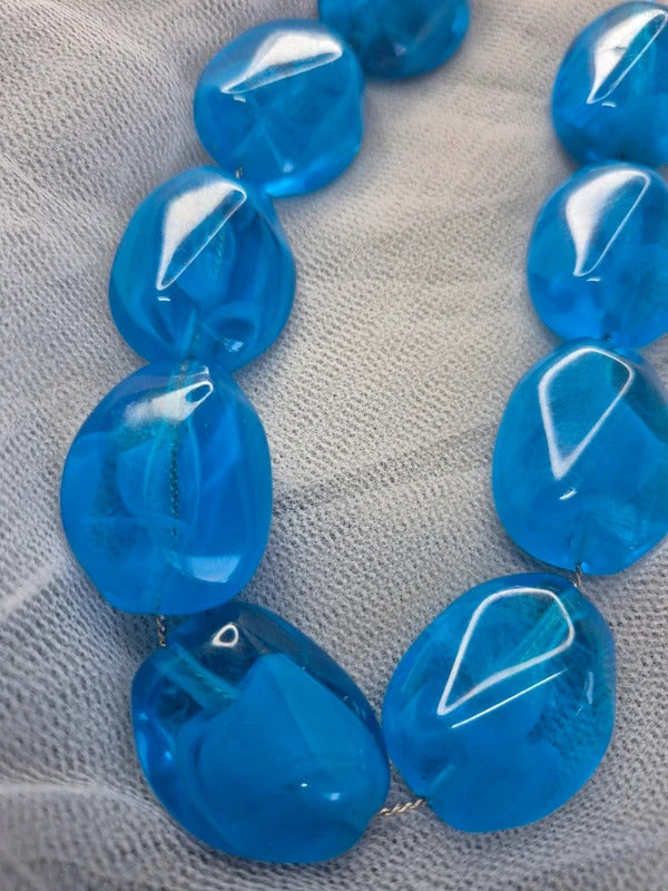 Blue resin necklace