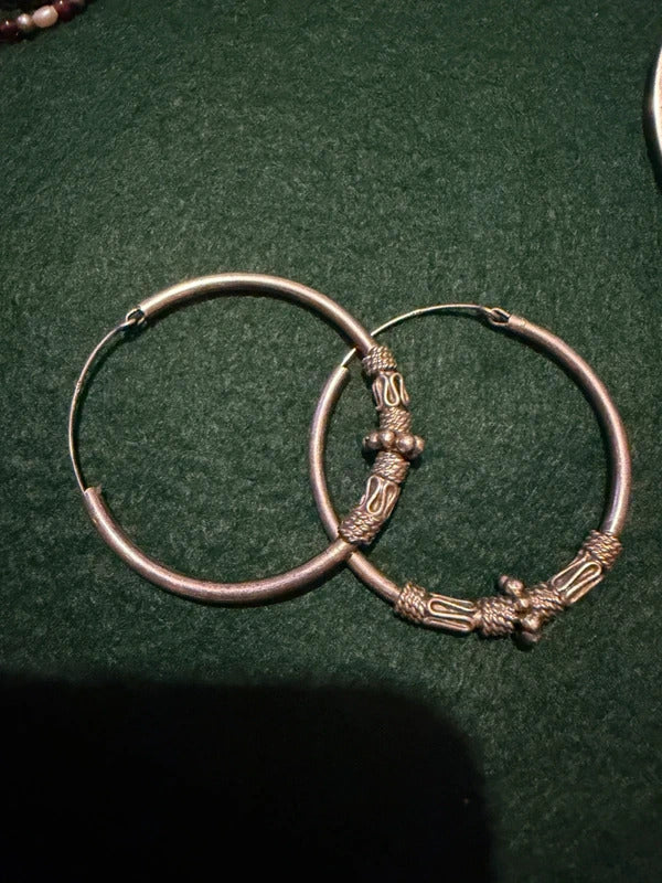 Sterling Silver Bead Hoop Earrings