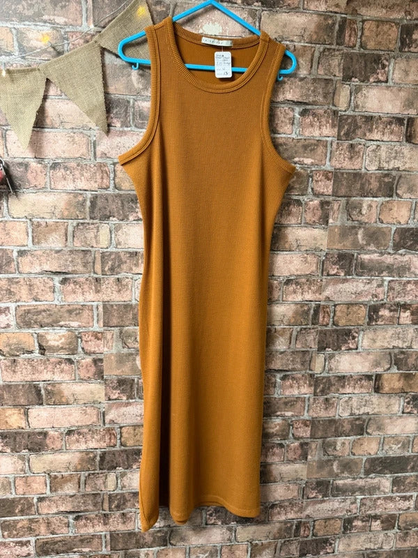 Frankie Bridge Rust Brown Ribbed Dress - Size 12