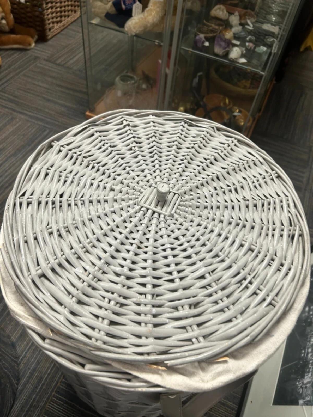 Grey Wicker Laundry Basket