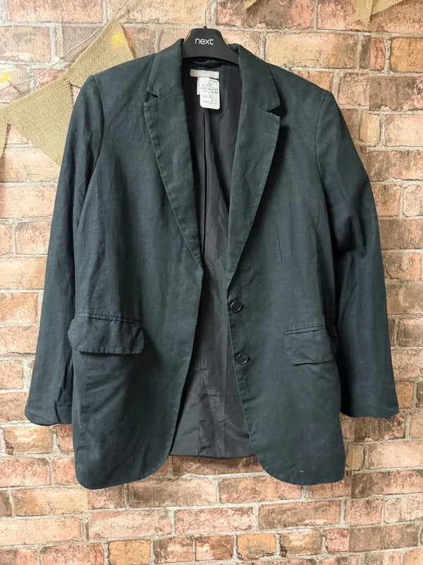H&M Linen Blend Black Jacket - Size XS (Oversized)