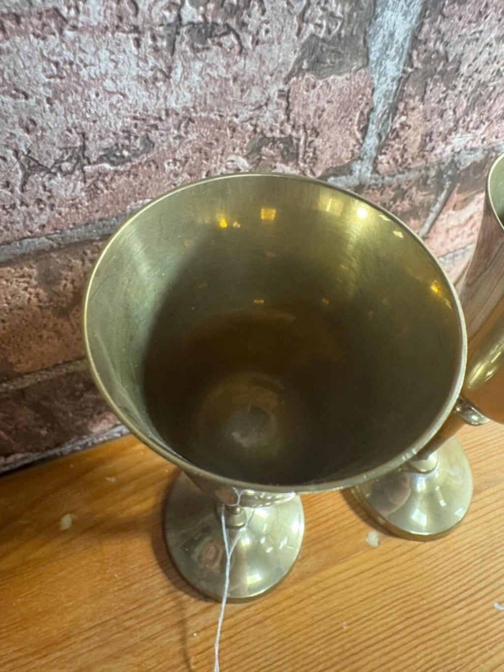 Pair of Vintage Brass Wine Goblets