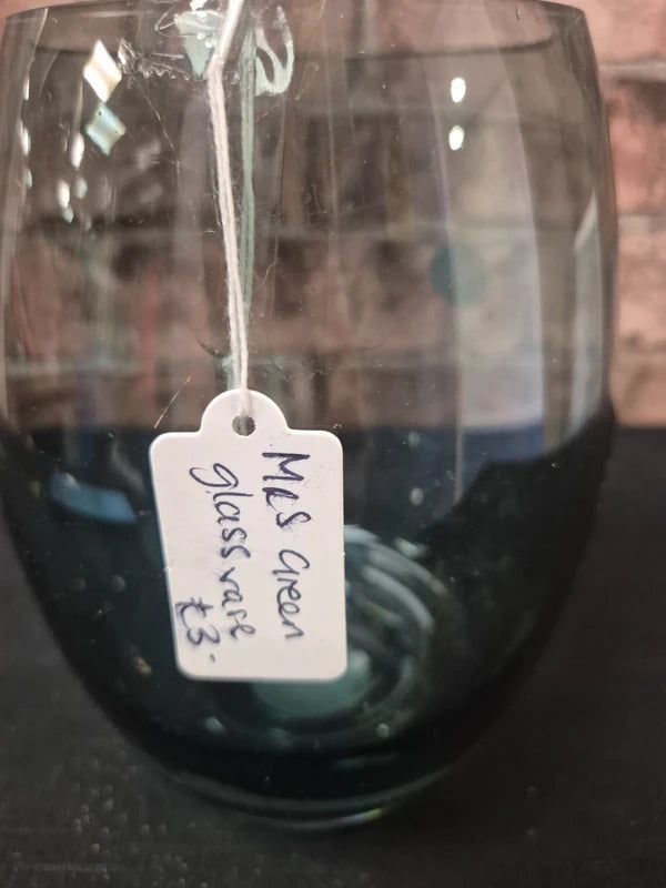 M&S green glass vase