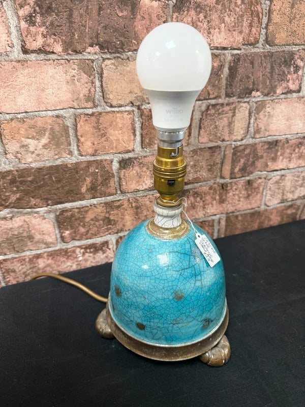Crackle Glaze Teal Ceramic Lamp