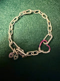 Pandora Sterling Silver Heart Link Chain Bracelet - 14.8g