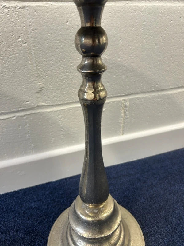 Pair of Metal Silver Side/Pillar Tables