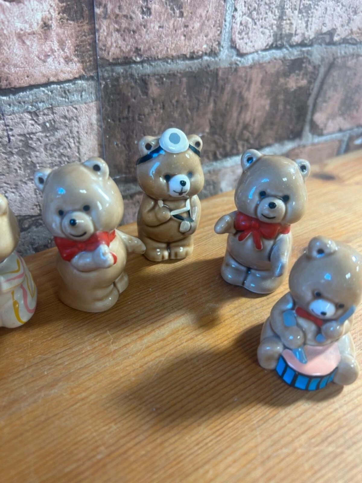 Vintage Ceramic Teddy Bears x 6