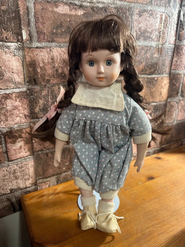 Vintage China Doll on Stand