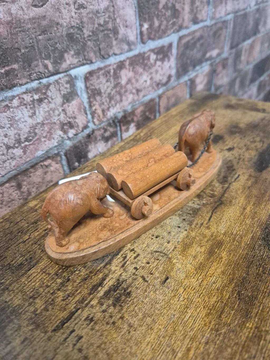 Wooden Elephant Figure
