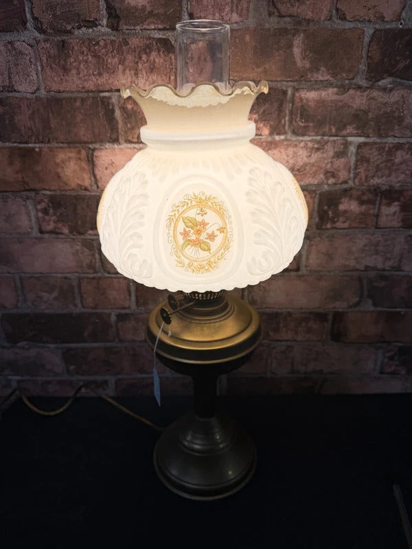 Brass Vintage Oil Lamp with Plug