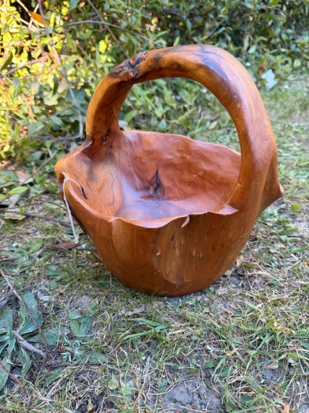 Burl Wood Hand Crafted Basket