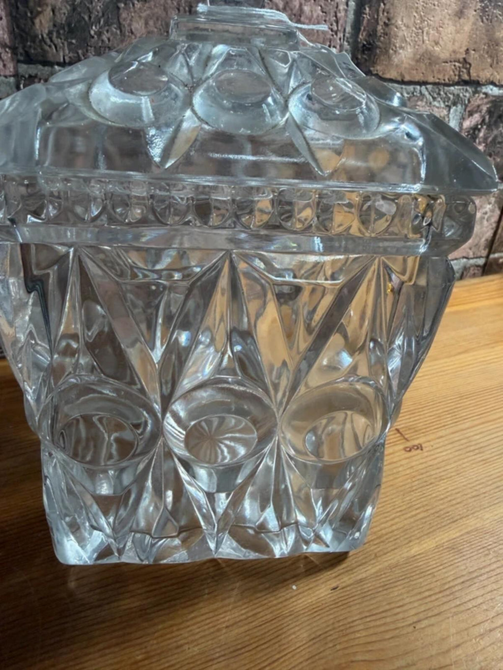 Art Deco Square Glass Jar With Lid