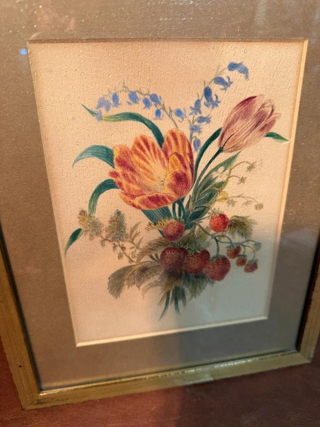 Vintage Framed Fruit/Floral Print
