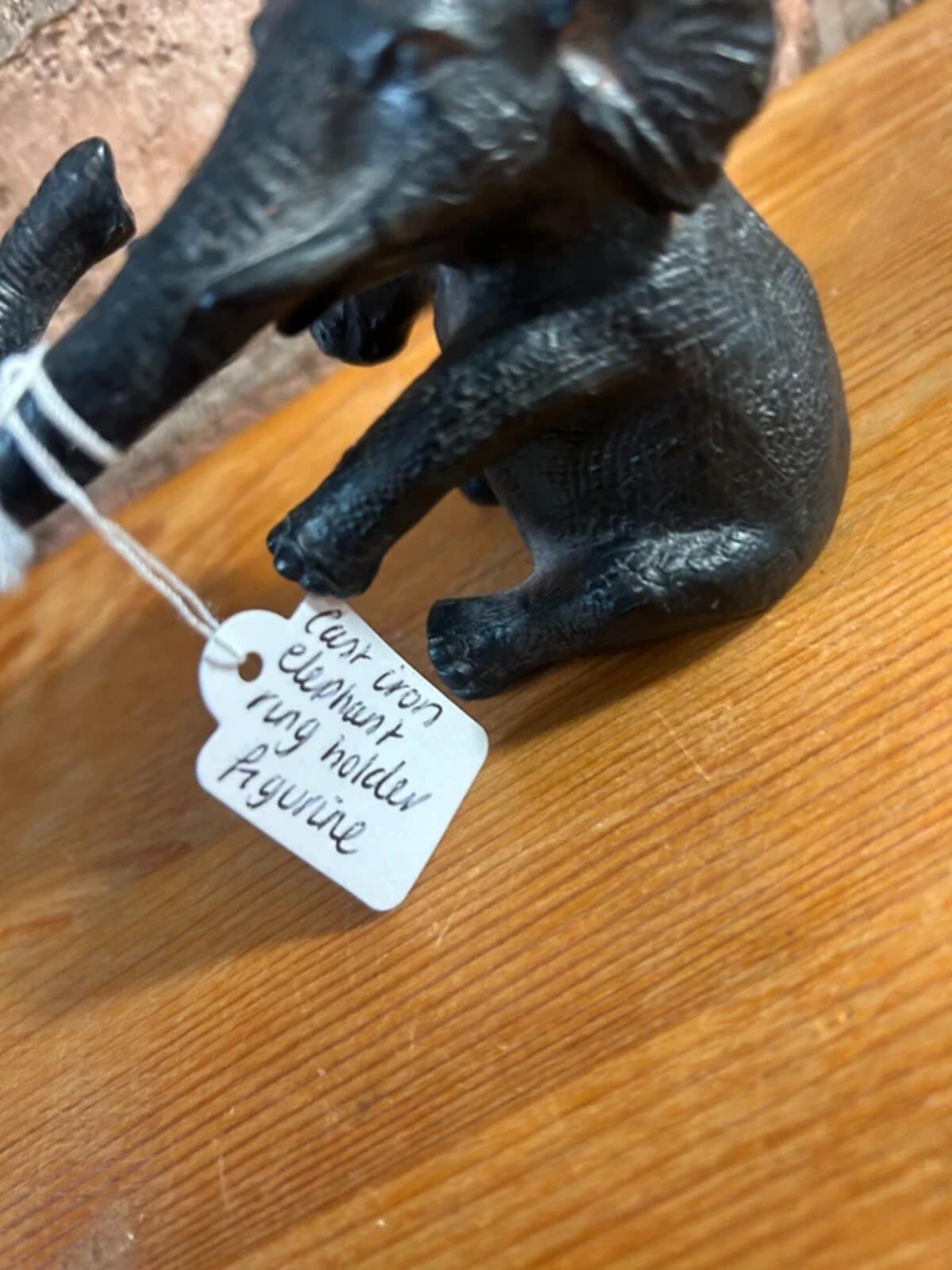 Cast Iron Elephant Ring Holder Figurine