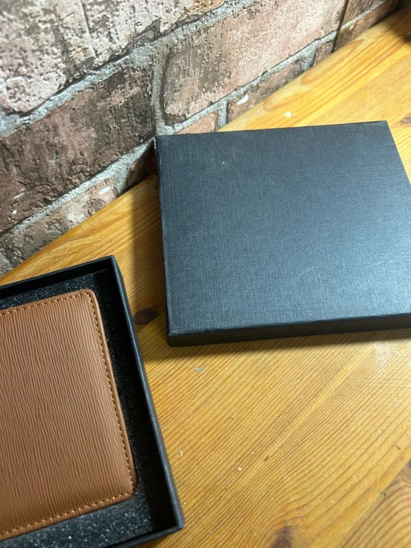 Brown Wallet In Navy Box
