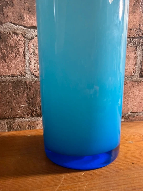 Vintage Swedish Blue Glass Bottle Vase