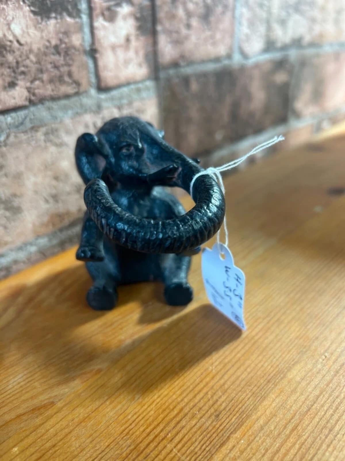 Cast Iron Elephant Ring Holder Figurine